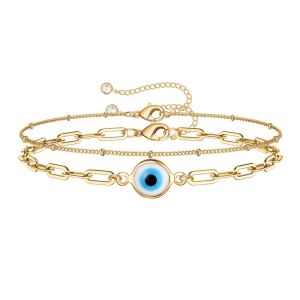 Bracelet or délicat femme, or 14K plaqué, ajustable, chaîne ovale