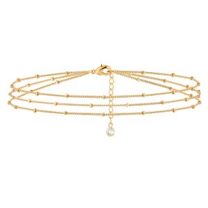Bracelet or délicat femme, or 14K plaqué, ajustable, chaîne ovale