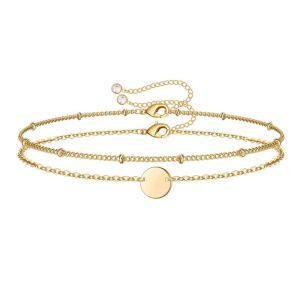 Bracelet or délicat femme, or 14K plaqué, ajustable, chaîne ovale