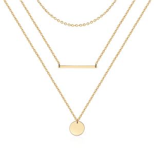 Ensemble 3 colliers chaîne or 14K plaqué, pendentif Y multicouche ajustable