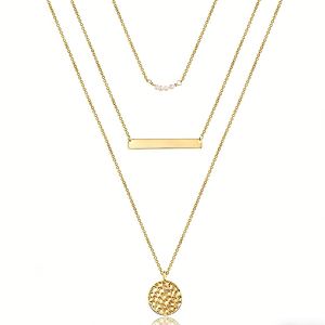 Collier chaîne or 14K plaqué, pendentif Y, multicouche ajustable, femme