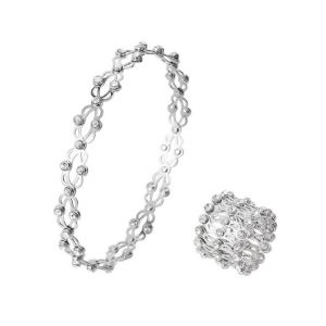 Bague anneau télescopique 2 en 1, bracelet transformable, or rose/argent