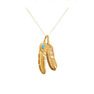 Collier plaqué or 24k maman fille plume personnalisé