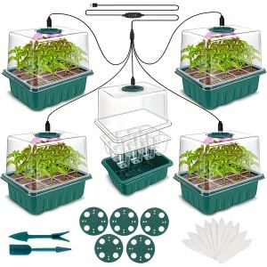 Kit 5 germination LED, dôme humidité, mini serre