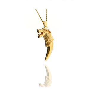 Collier or 24k loup viking gothique punk style amulette
