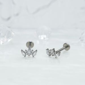 Boucles d'oreilles zircon fleurs grappes