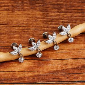 Boucles d'oreilles titane labret lèvre CZ