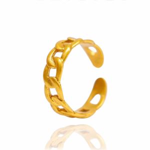 Bague chaîne torsadée or 24k zircon femme