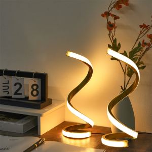 2 lampes bureau LED spirale 3 couleurs USB, chambre, salle de bain