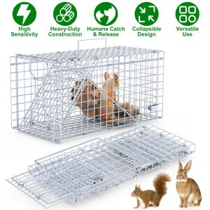2pc Piège humain 18x8x10po Porte simple Cage repliable