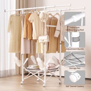 DL11J-SG202605 Rangement double tige crochets blanc - retrait seulement