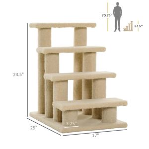 Griffoir chat 4 étages avec escalier, crème