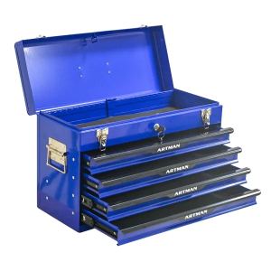 Coffre à outils acier 20 po avec tiroirs et serrure, bleu