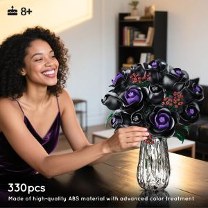 HOGOKIDS Set roses noires 15 blocs construction fleurs