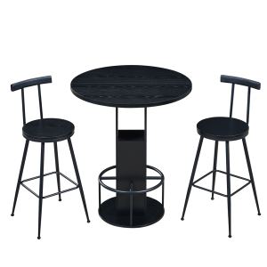 Ensemble table et tabourets bar 31,5" rond, noir
