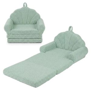 Canapé-lit enfant 2-en-1 polaire nounours 3+ ans vert