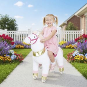 Cheval à bascule licorne 3-5 ans, 29.5", sans batterie, blanc