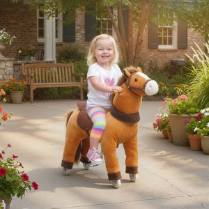 Cheval en peluche à chevaucher, 3-5 ans, brun foncé
