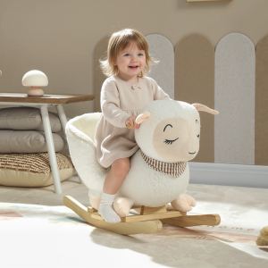 Baby Rocking Horse, Sheep Rocking Horse with Lullaby Song for Toddlers 18–36 Months, White