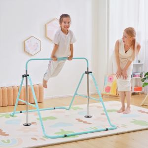 Barre de gymnastique enfant, hauteur ajustable, vert