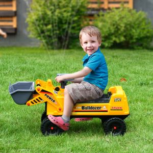 Bouteur jouet enfant avec godet excavation, jaune