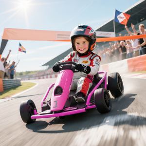 Go-kart électrique 24V enfants drift 2 vitesses rose 8-12 ans