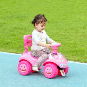 Voiture à propulsion enfant rose, klaxon, lumière, musique