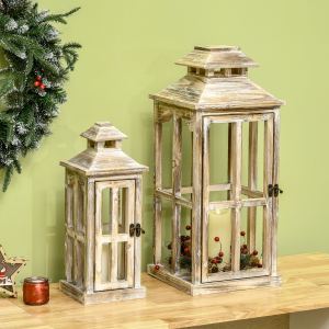 Lanterne bois rustique 28"/20" décor intérieur/ext