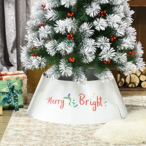 Cache pied sapin Noël acier anneau blanc crème 26x26x11 po