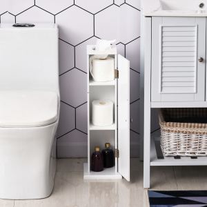 Armoire papier toilette coin salle bain, portes, blanc