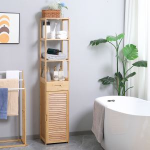 Armoire rangement salle bain tiroir étagères ajourées