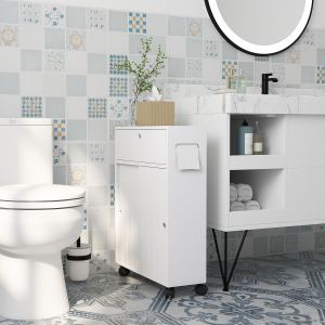 Armoire papier toilette blanc roulante