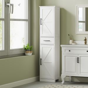 Armoire Linge Fermier 67po Portes Barn Blanc