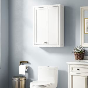 Armoire murale salle bain, 2 portes, 2 tablettes, blanc