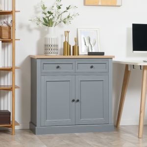 Buffet-bar 2 tiroirs porte double, gris foncé