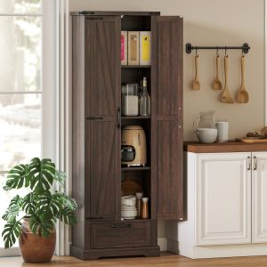 Armoire garde-manger 71" portes grange tiroir brun