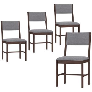 Ensemble 4 chaises salle à manger lin, pieds bois caoutchouté, gris