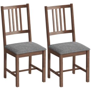 Chaises salle à manger 2x, dossier lamelles, noyer