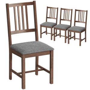 Ens. 4 chaises salle à manger, tissu, pieds bois, ferme