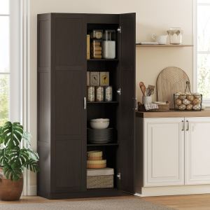 Armoire garde-manger 71po, espresso, soft-close, tablettes ajustables