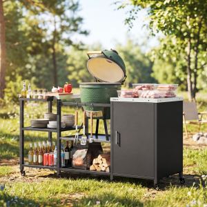 Table BBQ Big Green Egg acier inoxydable armoire