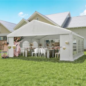 Tente mariage 20x20 pi, gazébo patio blanc, volet inclus