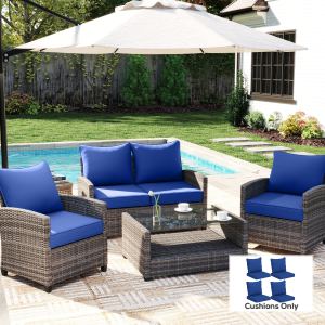 Coussins chaise patio ensemble 4, bleu marine, résistant