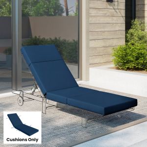 Coussin chaise longue extérieur 26 x 80 po bleu