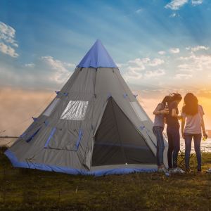 Tente camping 12pi 6-7 pers, 4 saisons, 8 fenêtres