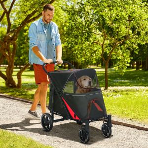Poussette chien pliable 1 clic M-L, noire