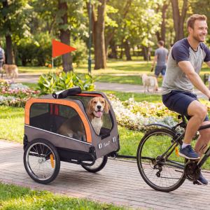Remorque vélo chien 2 entrées roues dégagement rapide