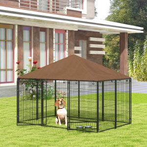 Parc chien extérieur 6,9x4,6x5pi auvent noir