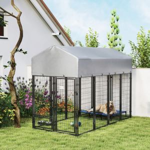 Chenil chien extérieur 8x4x6 bols rotatifs 360°, couvercle