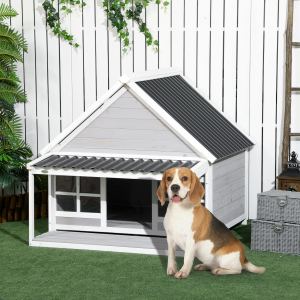 Niche chien bois porche toit galerie moyen grand